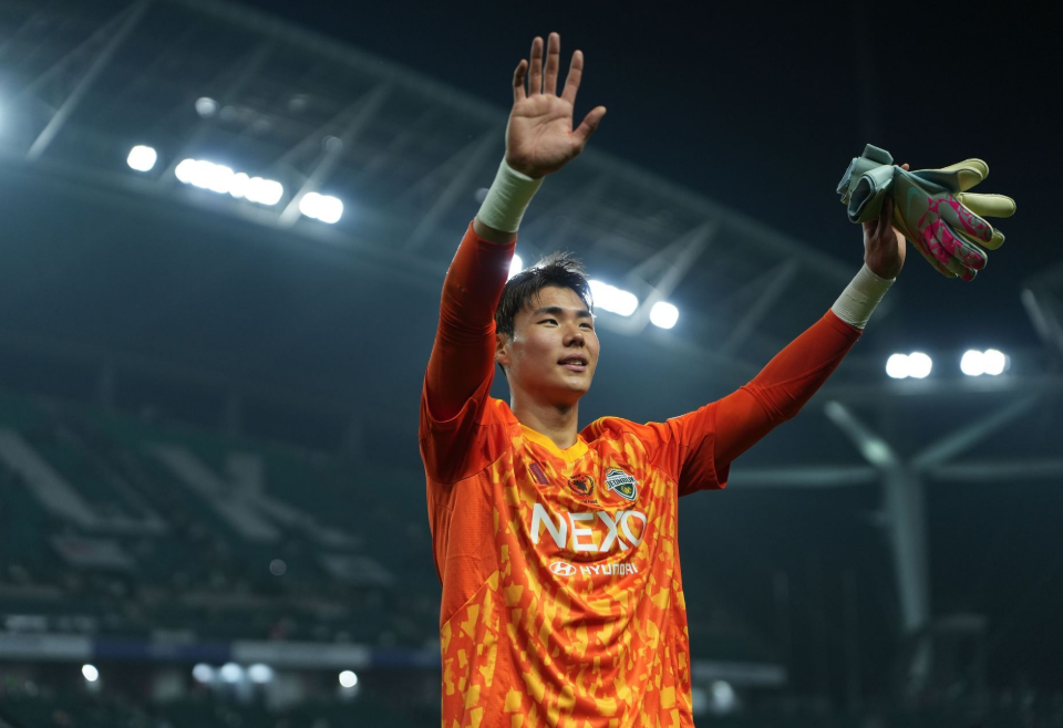 官方：全北现代门将宋范根获本月最佳扑救奖